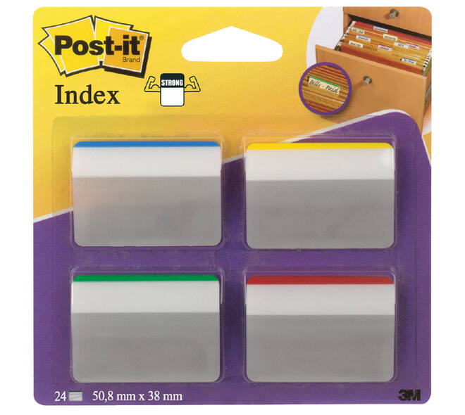 Indextabs Post-it 686A1 38x50.8mm strong gebogen assorti 24 tabs