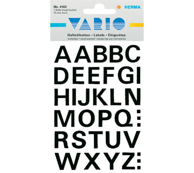 Etiket HERMA 4163 15mm letters A-Z zwart