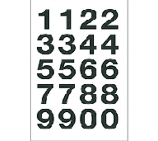 Etiket HERMA 4136 20x18mm getallen 0-9 zwart op transparant