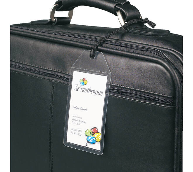 Label bagage Djois 3L 11120 72x123mm met nylonkoord transparant 10 stuks