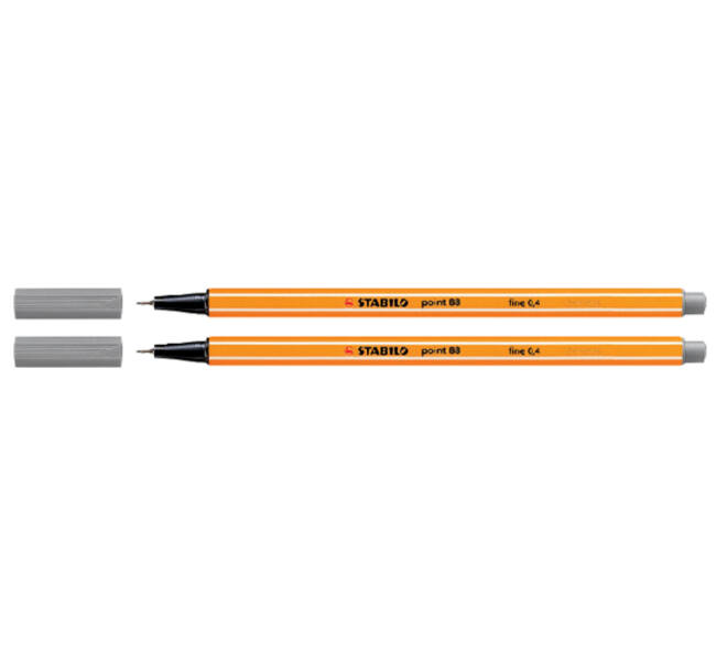 Fineliner STABILO point 88/96 fijn donkergrijs