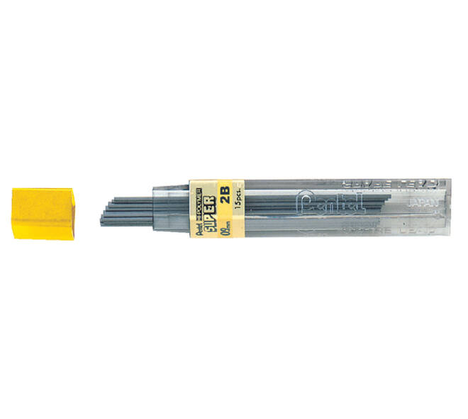 Potloodstift Pentel 2B 0.9mm zwart koker à 15 stuks