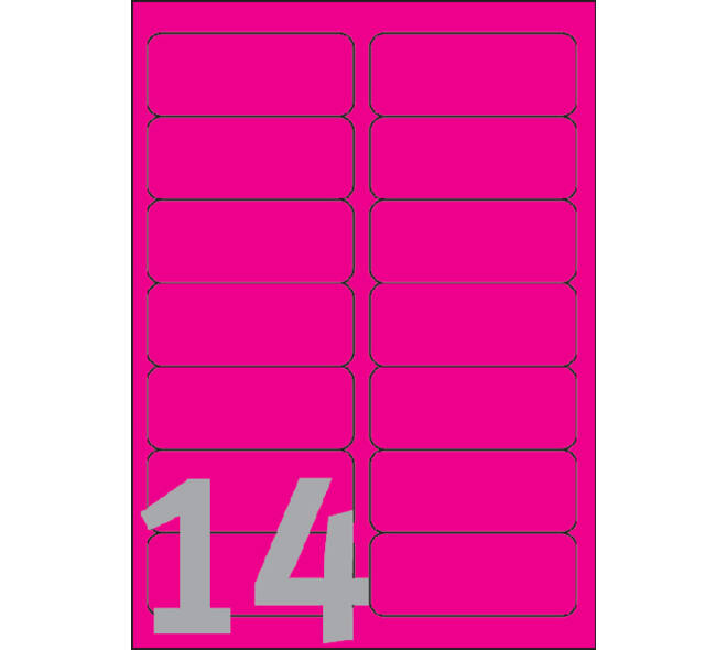 Etiket Avery L7363P-25 99.1x38.1mm neon roze 340 stuks