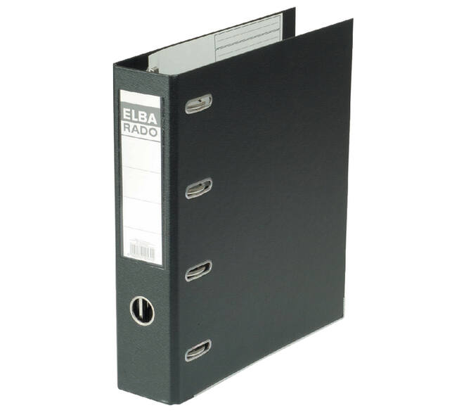 Ordner Elba Rado Plast 75mm bank 2 mechanieken zwart PVC
