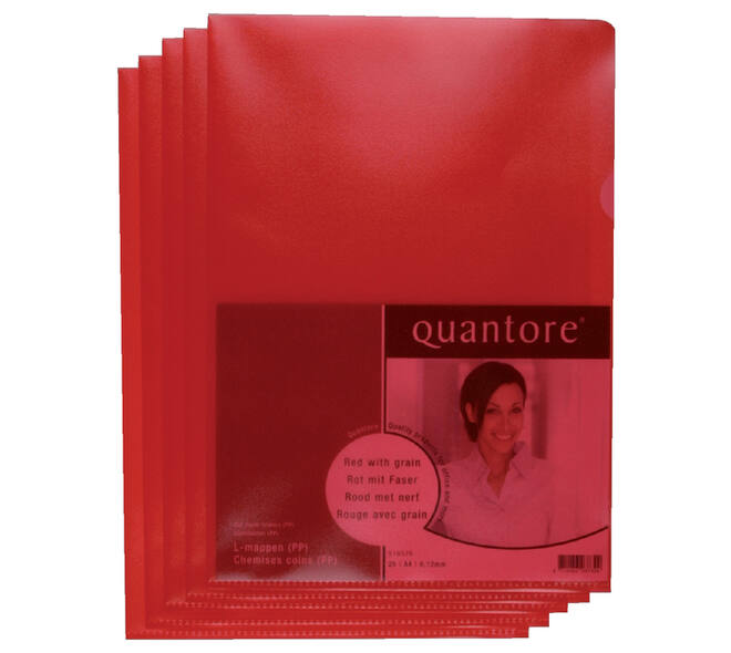 Insteekmap L-model Quantore A4 PP 0.12mm rood 25 stuks