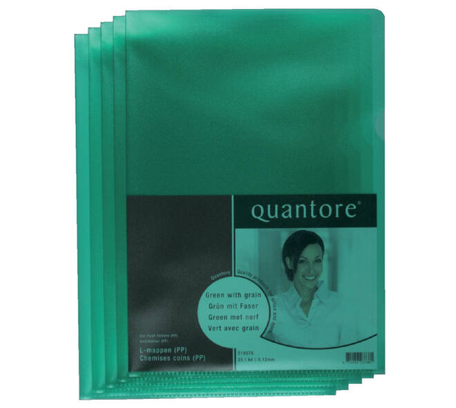 Insteekmap L-model Quantore A4 PP 0.12mm groen 25 stuks