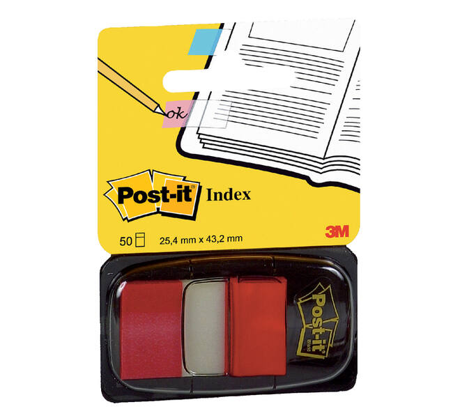 Indextabs Post-it 680 25.4x43.2mm rood 50 tabs