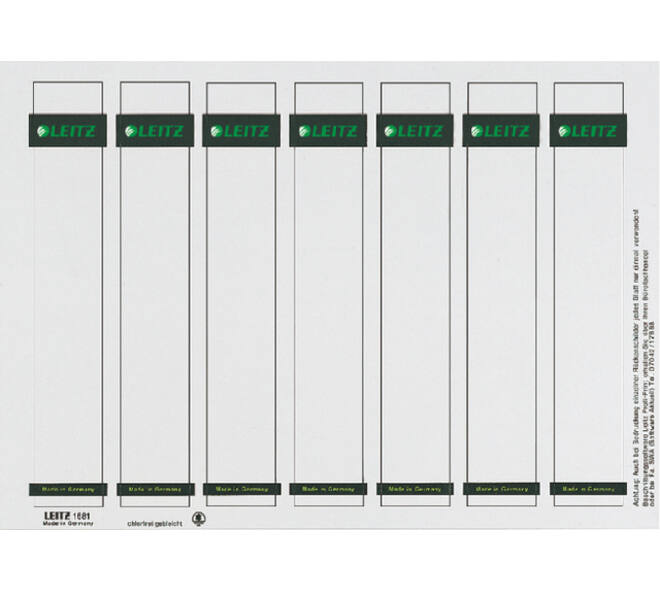 Rug-insteekkaart Leitz smal/kort 31x190mm wit 175 stuks