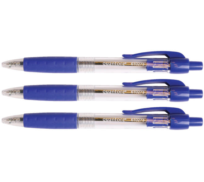 Balpen Quantore Grip drukknop blauw medium