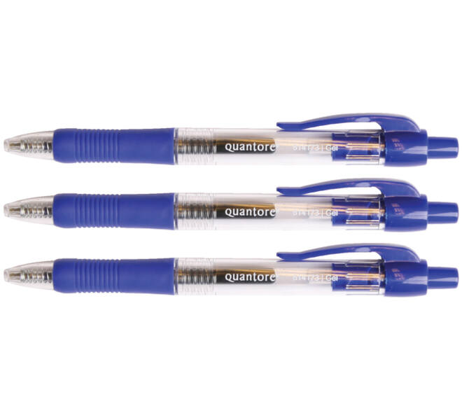 Gelschrijver Quantore grip drukknop 0.7mm blauw