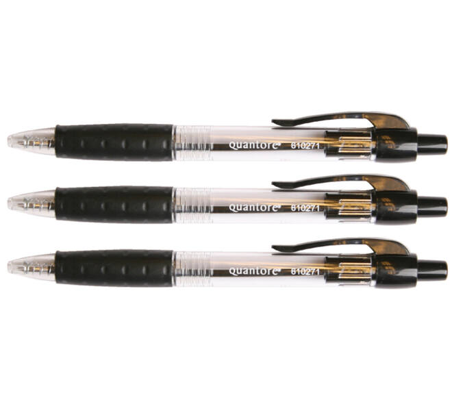 Balpen Quantore Grip drukknop zwart medium