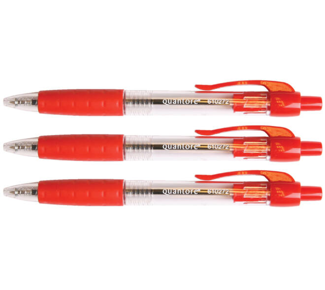 Balpen Quantore Grip drukknop rood medium
