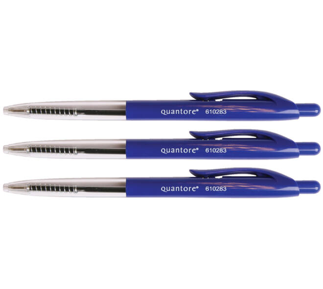 Balpen Quantore drukknop blauw 10 stuks