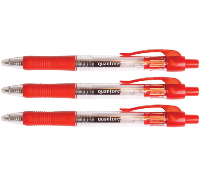 Gelschrijver Quantore grip drukknop 0.7mm rood