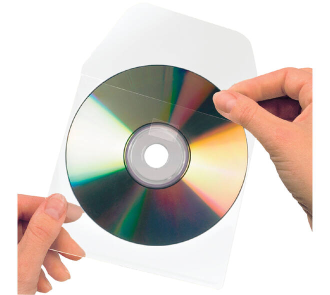 Cd/dvd Hoes Djois 127x127mm met klep zelfklevend transparant 100 stuks