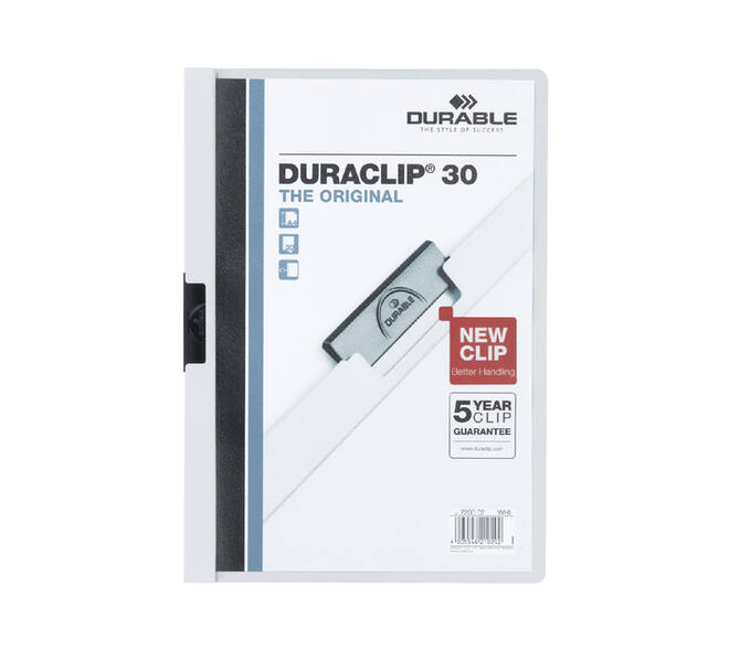 Klemmap Durable Duraclip A4 3mm 30 vellen wit