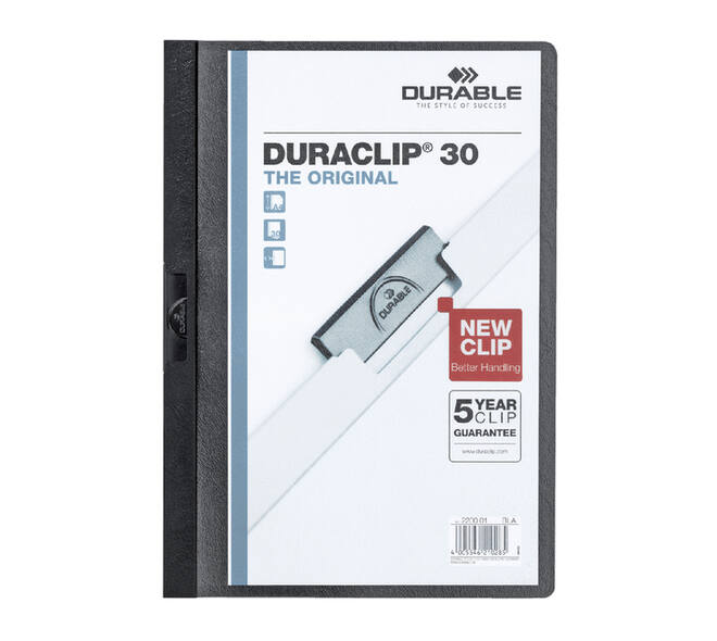 Klemmap Durable Duraclip A4 3mm 30 vellen zwart