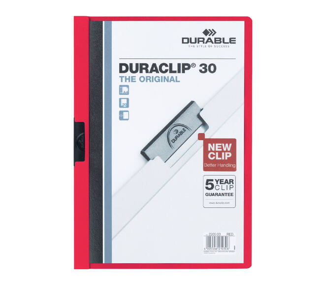 Klemmap Durable Duraclip A4 3mm 30 vellen rood