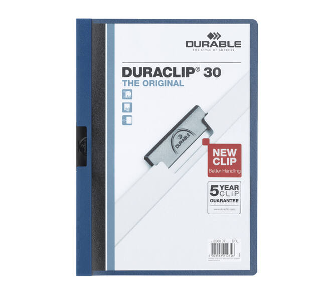 Klemmap Durable Duraclip A4 3mm 30 vellen blauw