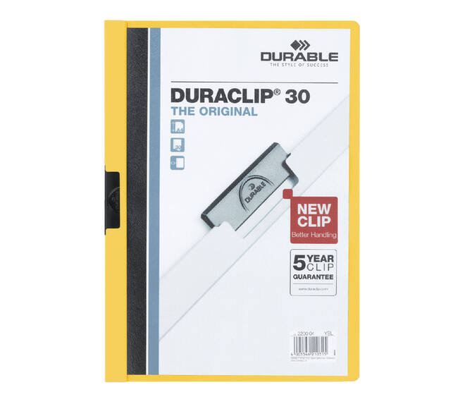 Klemmap Durable Duraclip A4 3mm 30 vellen geel