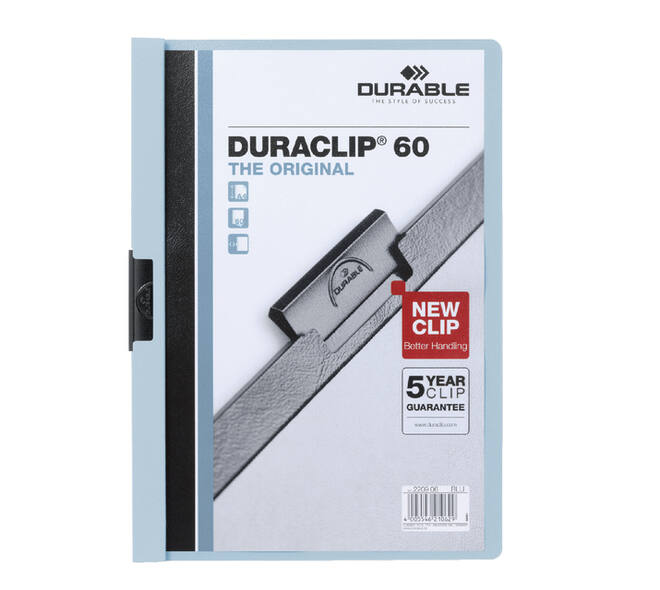 Klemmap Durable Duraclip A4 6mm 60 vellen blauw
