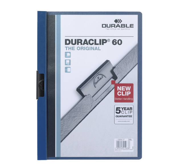 Klemmap Durable Duraclip A4 6mm 60 vellen donkerblauw
