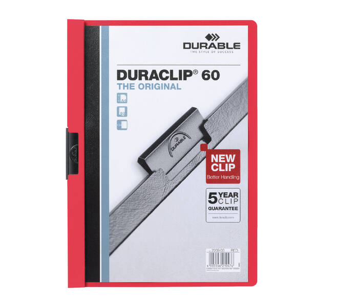 Klemmap Durable Duraclip A4 6mm 60 vellen rood