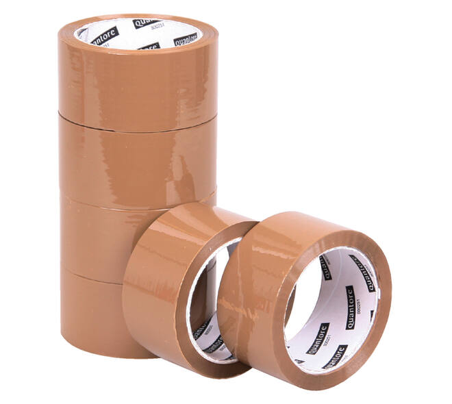 Verpakkingstape Quantore 50mmx60m PP bruin 6 rollen