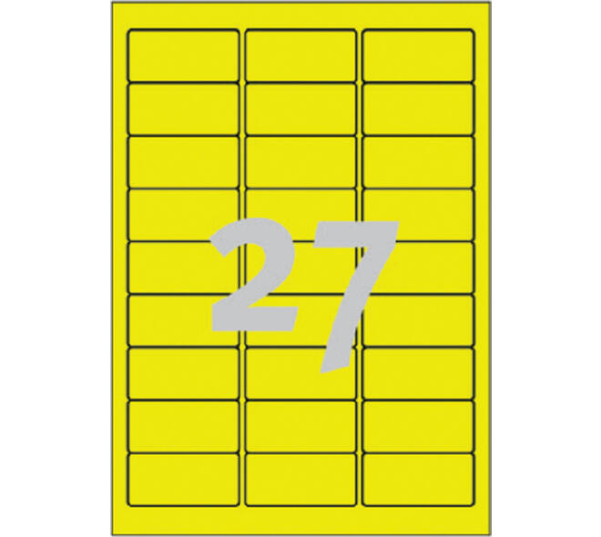 Etiket Avery L6004-25 63.5x29.6 neon geel 675 stuks