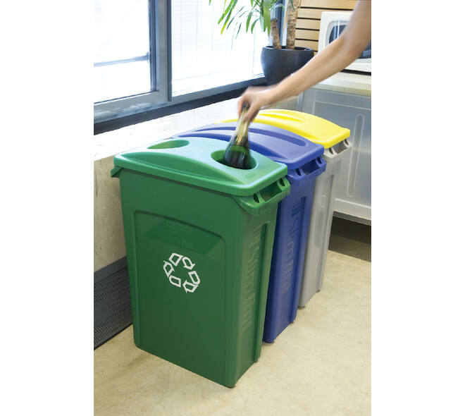 Afvalbak Rubbermaid Slim Jim Vented met luchtsleuven 87 liter grijs