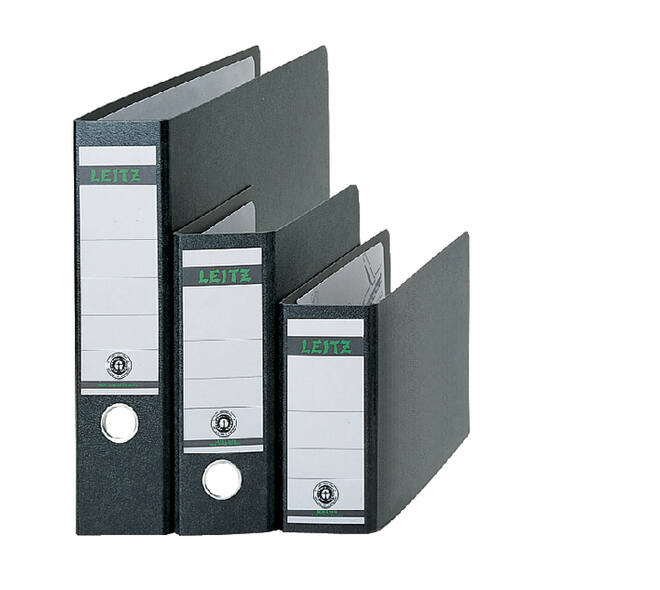 Ordner Leitz A6 77mm dwars karton zwart