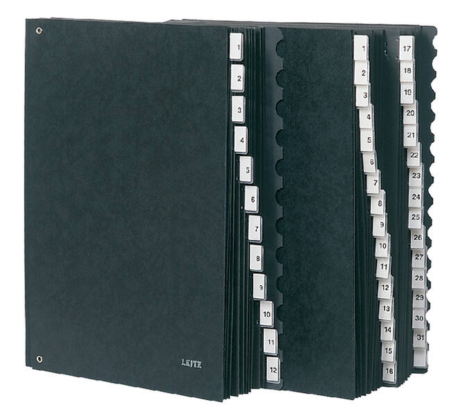 Termijnmap Leitz 1-31 + I-XII 270x50x345mm hardboard zwart