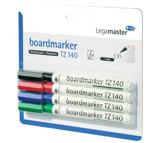 Whiteboardmarker Legamaster TZ 140 rond 1mm assorti blister à 4 stuks