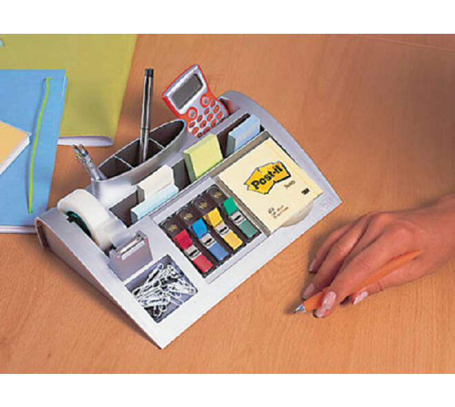Bureau organiser Post-it C50 zilvergrijs incl inhoud