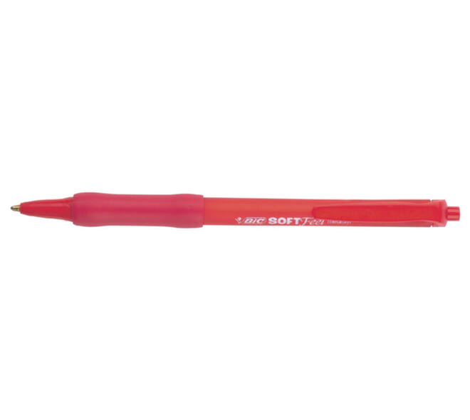 Balpen Bic soft feel grip clic medium rood