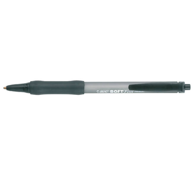 Balpen Bic soft feel grip clic medium zwart