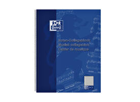 Collegeblok Oxford A4+ muziek 4-gaats 100 pagina's 80gr blauw
