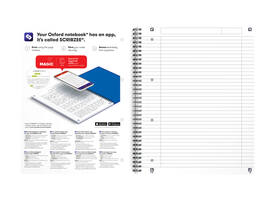 Collegeblok Oxford Office Essentials A4+ lijn 4-gaats 180 pagina's 80gr assorti