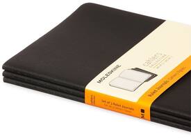 Schrift Moleskine 130x210mm lijn 160 pagina's 70gr zwart set à 3 stuks