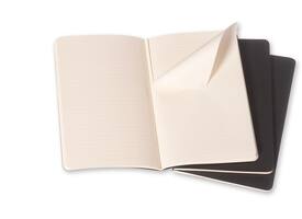 Schrift Moleskine 130x210mm lijn 160 pagina's 70gr zwart set à 3 stuks