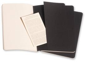Schrift Moleskine 130x210mm lijn 160 pagina's 70gr zwart set à 3 stuks