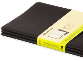 Schrift Moleskine 130x210mm blanco 160 pagina's 70gr zwart set à 3 stuks