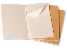 Schrift Moleskine 130x210mm blanco 160 pagina's 70gr kraft set à 3 stuks