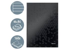 Notitieboek Leitz WOW A4 160blz 90gr lijn zwart