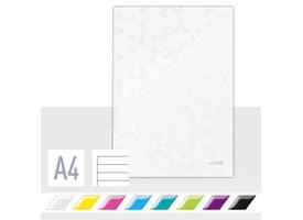 Notitieboek Leitz WOW A4 160blz 90gr lijn wit