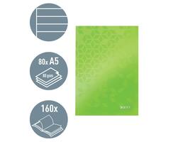 Notitieboek Leitz WOW A5 160blz 90gr lijn groen