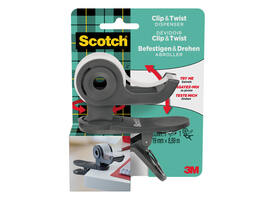 Plakbandhouder Scotch Clip C19 donkergrijs + 1 rol magic tape 19mmx8.89m