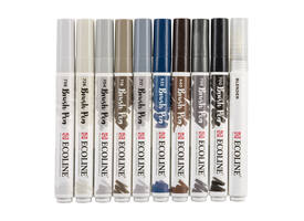 Brushpen Talens Ecoline set à 10 stuks grijs