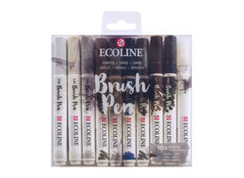 Brushpen Talens Ecoline set à 10 stuks grijs