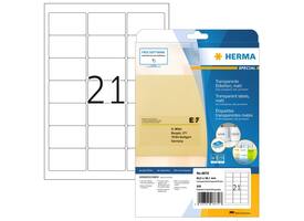 Etiket HERMA 8670 A4 63.5x38.1mm folie transparant mat 525 stuks